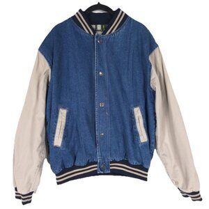 VINTAGE Hartwell elements Jacket Varsity Bomber Denim L 42-44 Snap Cotton‎ 90's